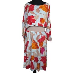Maeve Floral Print Gemma Midi Dress With Dolman Sleeves Size Small